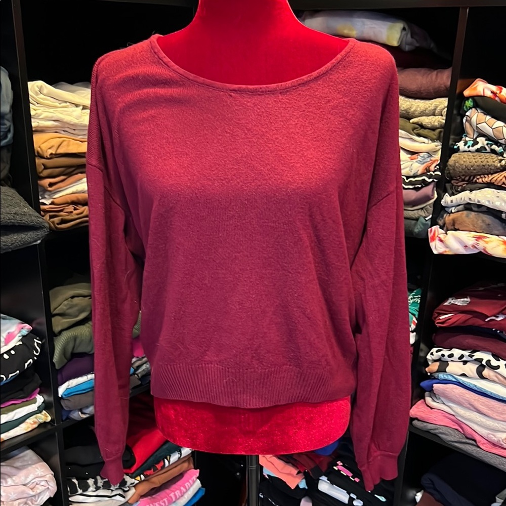 #111. 🪷 Pink Long Sleeve Sweater. Tie back. NY&C. Xxl